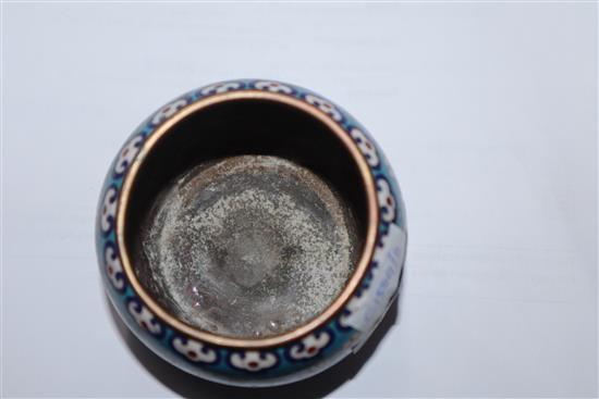 A Chinese cloisonne enamel water pot, Qing dynasty height 6cm